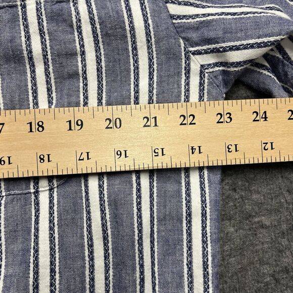 Bon Homme Button Down Vintage Shirt Men's Large Navy Stripes Grandad Made USA - Picture 5 of 6